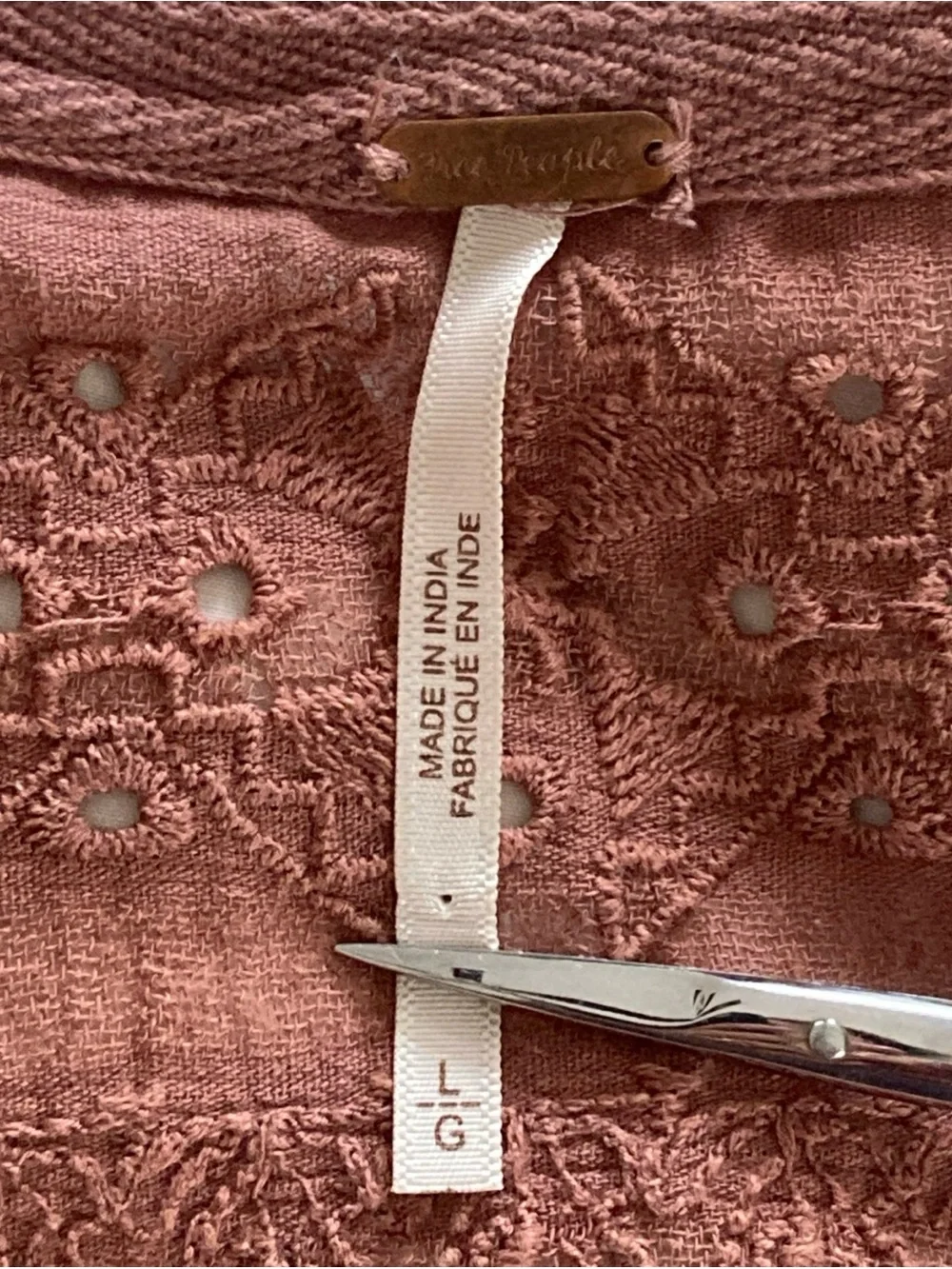 Free People Parisian nights Lace-Trim V-Neck Bell Sleeve Top women’s large mauve